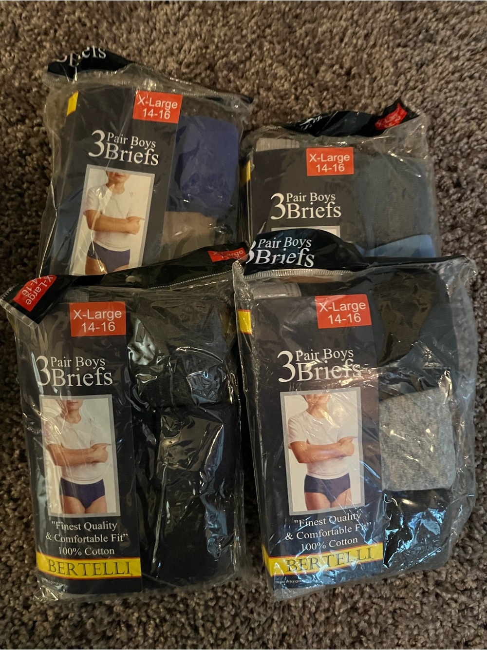 Hanes Boys 3-Pack Briefs - Black, Navy, Gray